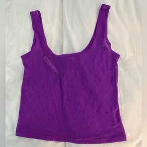 SKIMS violet stretch rhinestone mesh swim coverup tank size M